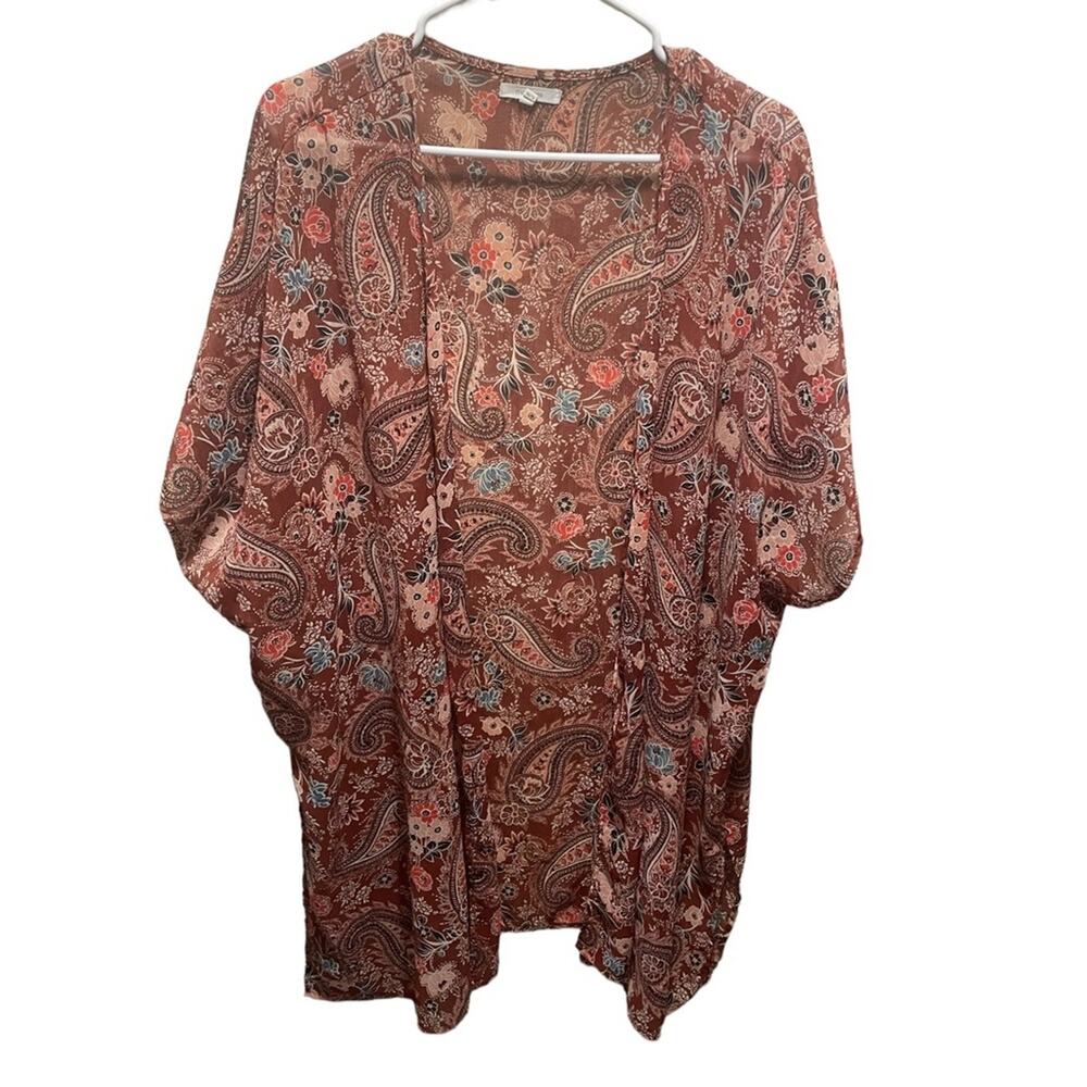Maurice sheer shawl Burgandy Floral 1x